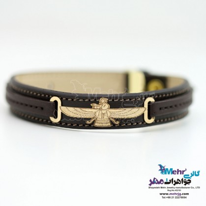 Gold and Leather Bracelet - Fravashi Design-MB0381